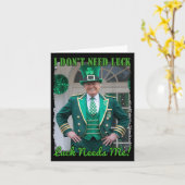 St Patricks Day Leaf Clover Trump Leprechaun Luck Kaart (Gele Bloem)