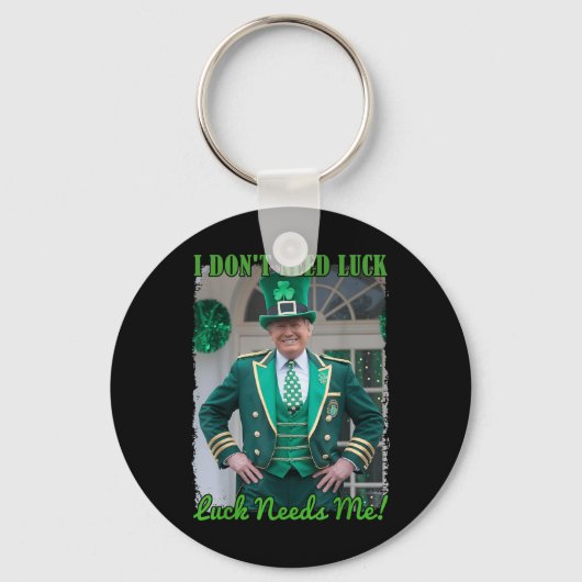 St Patricks Day Leaf Clover Trump Leprechaun Luck Sleutelhanger (Voorkant)