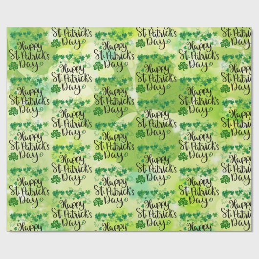 St. Patrick's Day Lente Groene Klaver Cadeaupapier (Vlak)