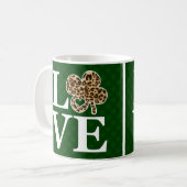 St Patricks Day Leopard Love Shamrock Koffiemok (Voorkant links)