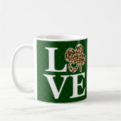 St Patricks Day Leopard Love Shamrock Koffiemok (Links)