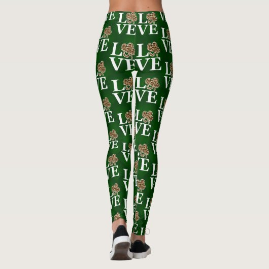 St Patricks Day Leopard Love Shamrock Leggings (Achterkant)