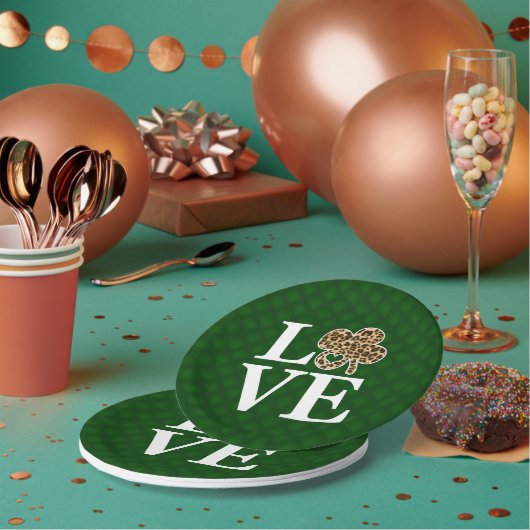 St Patricks Day Leopard Love Shamrock Papieren Bordje (Multi)