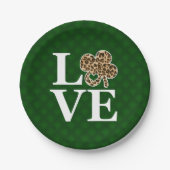 St Patricks Day Leopard Love Shamrock Papieren Bordje (Voorkant)