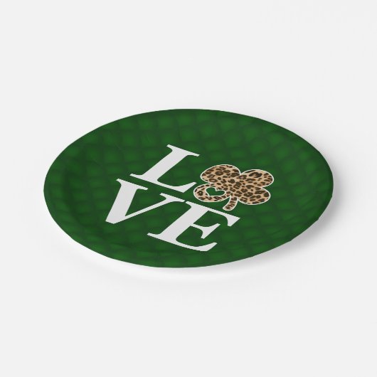 St Patricks Day Leopard Love Shamrock Papieren Bordje (Gekanteld)