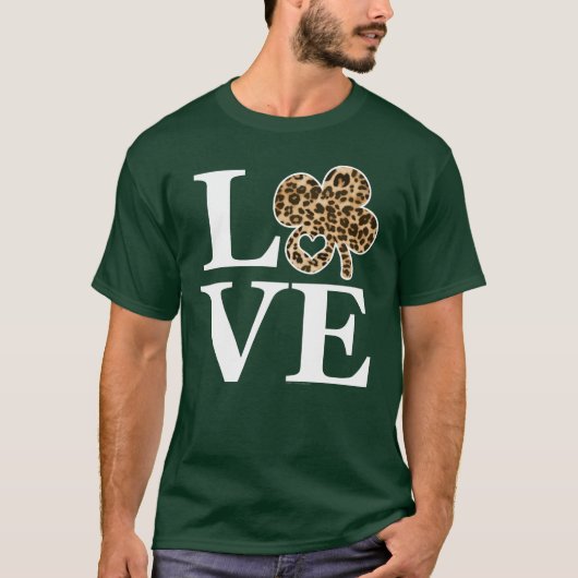 St Patricks Day Leopard Love Shamrock T-shirt (Voorkant)