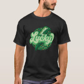 St Patricks Day Leopard Shamrocks Lightning Bolt W T-shirt (Voorkant)