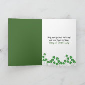 St. Patrick's Day Leprechaun Admiring a Gold Coin Kaart (Binnen)