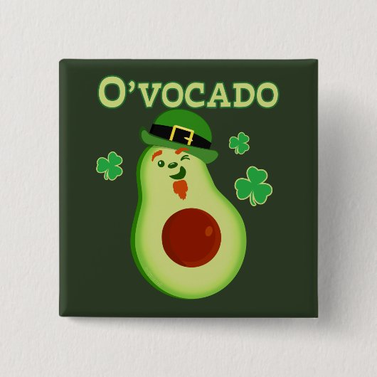 St Patrick's Day Leprechaun Avocado Pun Vierkante Button 5,1 Cm (Voorkant)