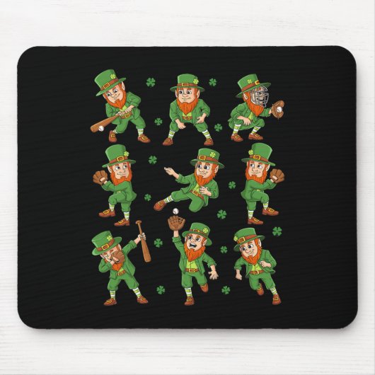 St Patricks Day Leprechaun Baseball Player boys Gi Muismat (Voorkant)