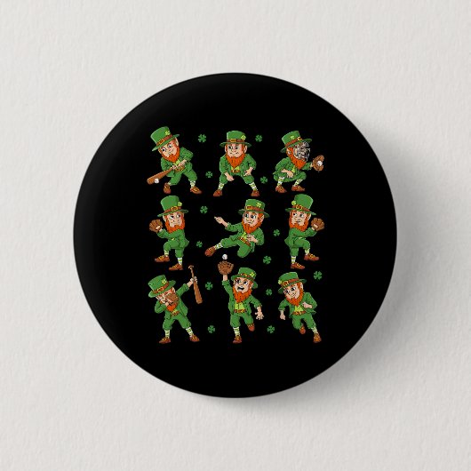 St Patricks Day Leprechaun Baseball Player boys Gi Ronde Button 5,7 Cm (Voorkant)