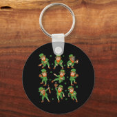 St Patricks Day Leprechaun Baseball Player boys Gi Sleutelhanger (Voorkant)