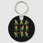 St Patricks Day Leprechaun Baseball Player boys Gi Sleutelhanger (Achterkant)