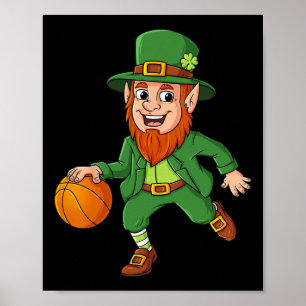 St Patricks Day Leprechaun Basketbal Geluksjongens Poster