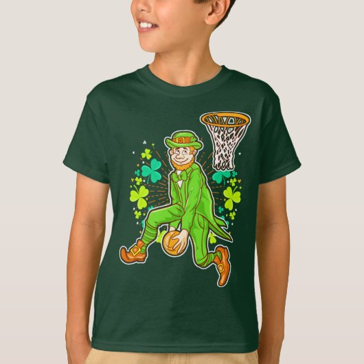 St Patricks Day Leprechaun Basketball Dunk T-shirt (Voorkant)