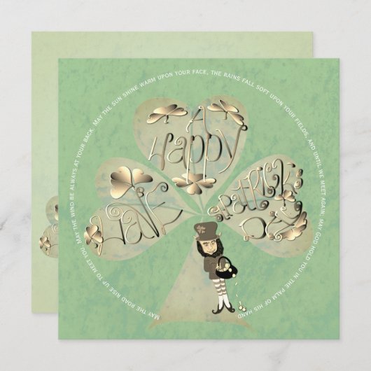 St. Patrick's Day Leprechaun Bedankkaart (Voorkant / Achterkant)