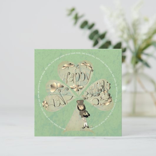 St. Patrick's Day Leprechaun Bedankkaart (Staand voorkant)