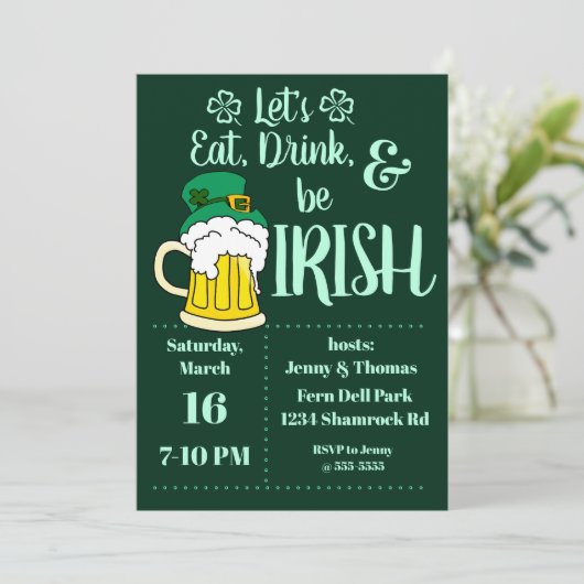 St. Patrick's Day Leprechaun Beer Kaart (Staand voorkant)