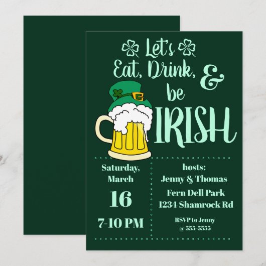 St. Patrick's Day Leprechaun Beer Kaart (Voorkant / Achterkant)