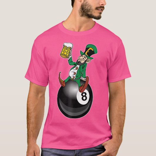 St Patrick's Day Leprechaun Beer Pool Player Billi T-shirt (Voorkant)