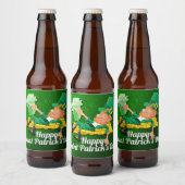 St Patrick's Day Leprechaun Bier Etiket (Flessen)