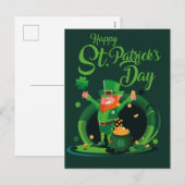 St. Patrick's Day Leprechaun briefkaart (Voorkant / Achterkant)