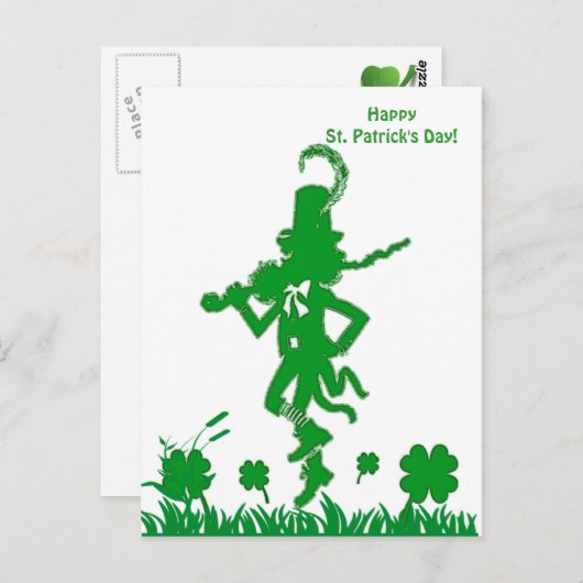 St. Patrick's Day Leprechaun Briefkaart (Voorkant / Achterkant)