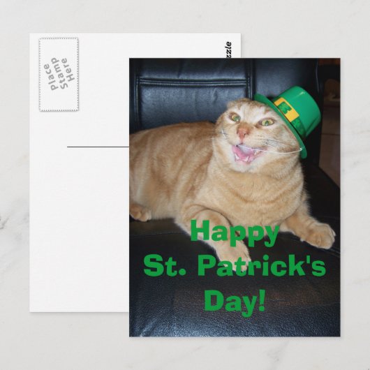 St Patrick's Day Leprechaun Cat Briefkaart (Voorkant / Achterkant)