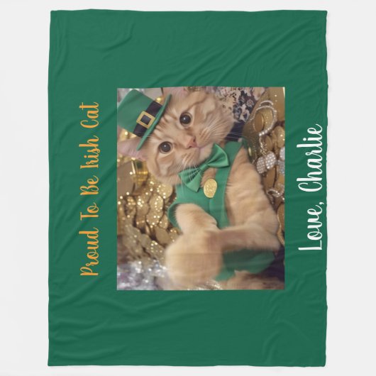 St Patrick's Day Leprechaun Cat  Fleece Deken (Voorkant)