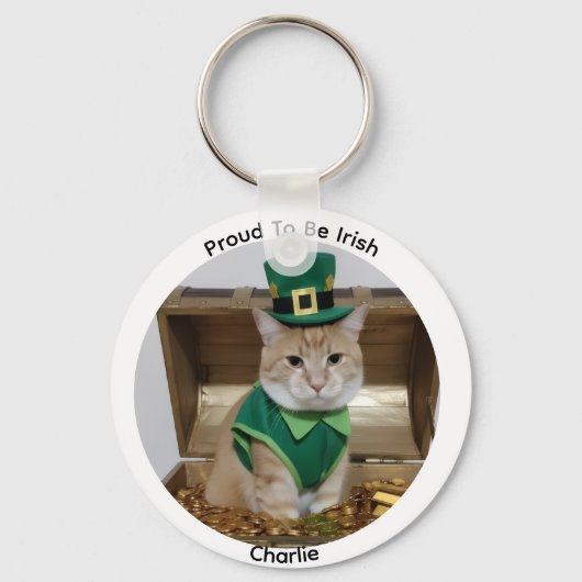 St Patrick's Day Leprechaun Cat Keychain (Achterkant)