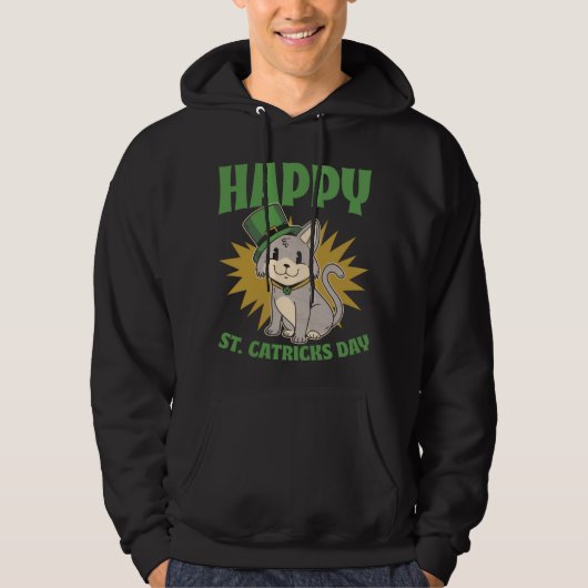 St Patricks Day Leprechaun Cat  Patricks Day Hoodie (Voorkant)