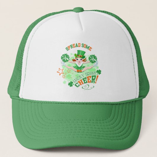 St Patrick's Day, Leprechaun, Cheerleader Trucker Pet (Voorkant)