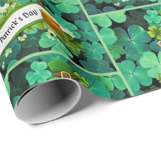 St. Patrick's Day Leprechaun Clover Shamrock Cadeaupapier (Rol Hoek)
