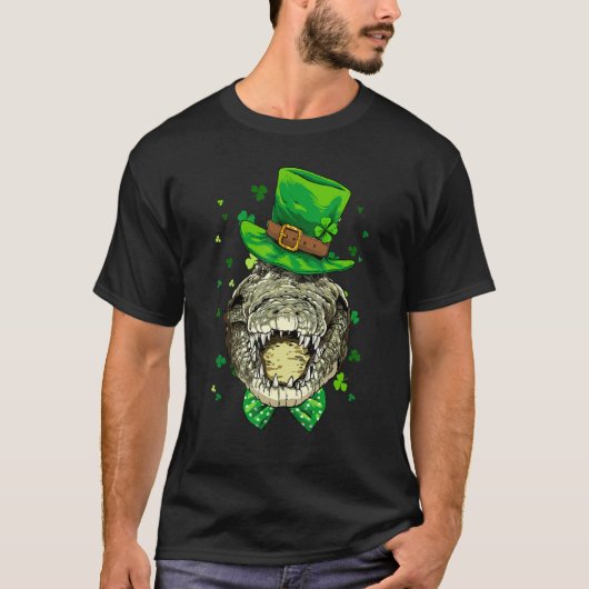 St Patrick's Day Leprechaun Crocodile Gators Shamr T-shirt (Voorkant)
