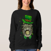 St Patrick's Day Leprechaun Crocodile Gators Shamr Trui (Voorkant)