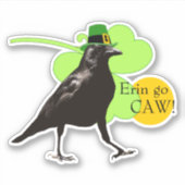 St. Patrick's Day Leprechaun Crow Pun Erin Go Caw Sticker (Voorkant)