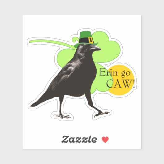 St. Patrick's Day Leprechaun Crow Pun Erin Go Caw Sticker (Vel)