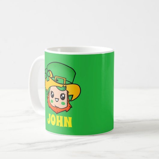 St. Patrick's Day Leprechaun Custom Kinder Groene  Koffiemok (Voorkant links)
