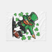St. Patrick's Day Leprechaun Dab Voetbal Mannen Jo Fleece Deken (Voorkant (Horizontaal))