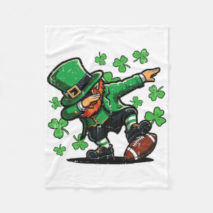 St. Patrick's Day Leprechaun Dab Voetbal Mannen Jo Fleece Deken