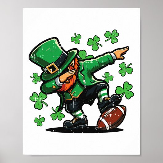 St. Patrick's Day Leprechaun Dab Voetbal Mannen Jo Poster (Voorkant)