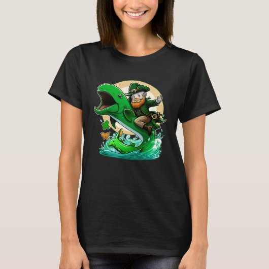 St Patricks Day Leprechaun Dolphin Shamrock T-shirt (Voorkant)