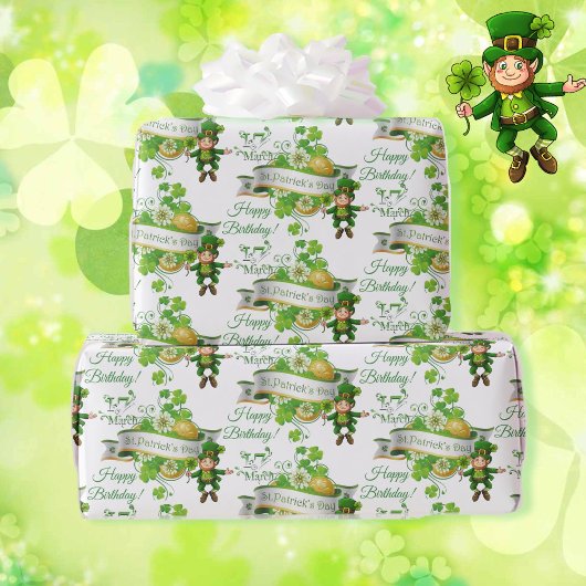 St. Patrick's Day Leprechaun elk sms bericht Cadeaupapier