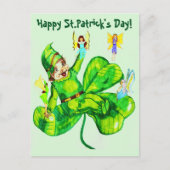 ST. PATRICK'S DAY LEPRECHAUN EN FARIES BRIEFKAART (Voorkant)