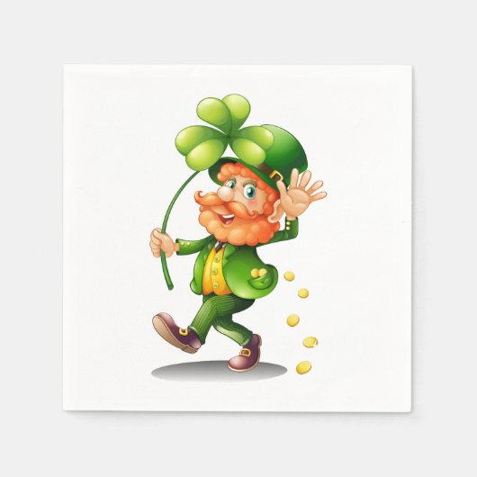 St. Patrick's Day Leprechaun en gouden munten Servet (Voorkant)