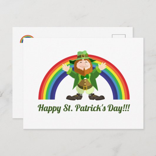 St. Patricks Day Leprechaun en Rainbow-Briefkaart Briefkaart (Voorkant / Achterkant)