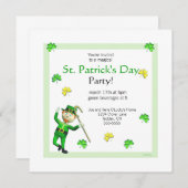 St. Patrick's Day Leprechaun en Shamrocks Kaart (Voorkant / Achterkant)