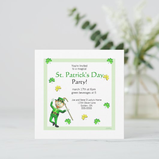St. Patrick's Day Leprechaun en Shamrocks Kaart (Staand voorkant)