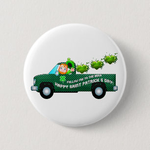 St Patricks Day Leprechaun Funny Drink Beer Ronde Button 5,7 Cm