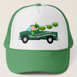 St Patricks Day Leprechaun Funny Drink Beer Trucker Pet
